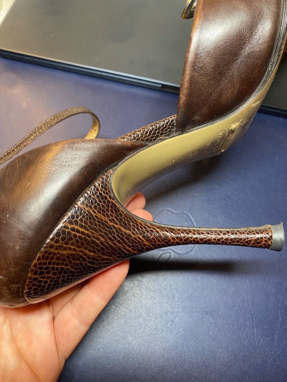 ARCHIVAL Dolce & Gabbana Amber Crystal Lizard Embossed Silk Heels 37.5 US 7.5 - Picture 11 of 13